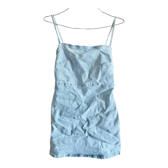 🌟3 For $15 SALE🌟ZARA Denim Spaghetti Strap Mini Jumper Dress - Picture 4 of 7
